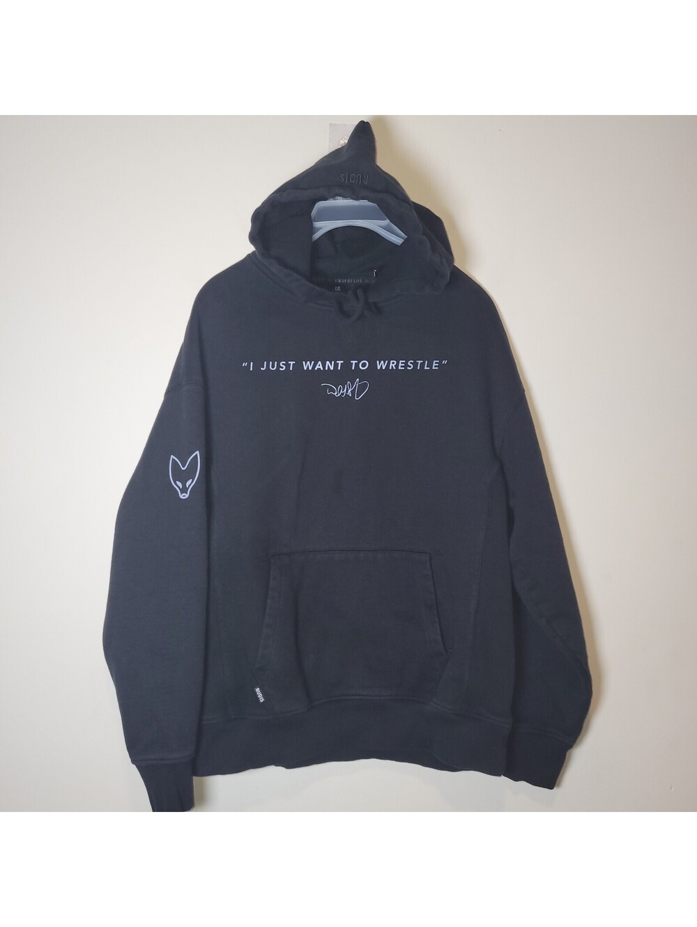 RUDIS "I JUST WANT TO WRESTLE" Hoodie Men's LG Black Wrestling Legend Pullover
